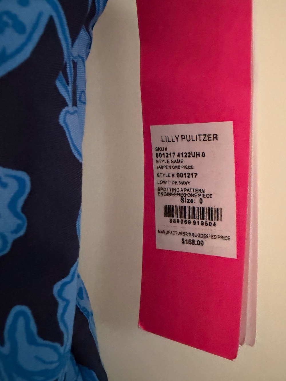 Lilly Pulitzer Navy and Bright Blue Floral-Print One-Piece Swimsuit. Classic - Picture 5 of 6